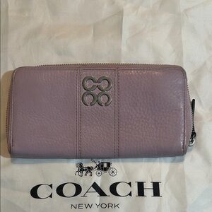 Coach Lavender Leather Zip Wallet